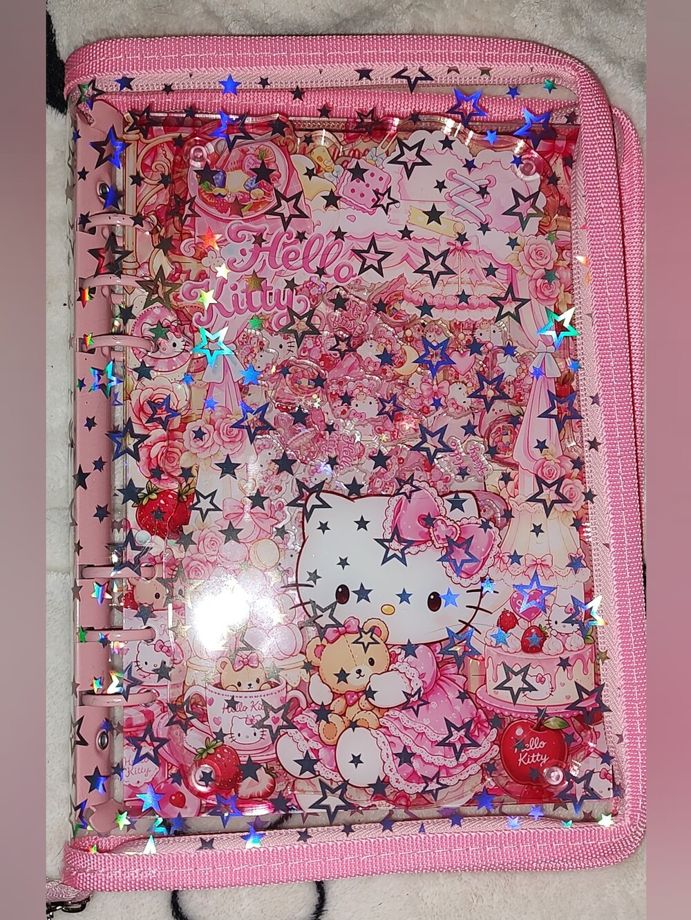 New! A5 Size Hello Kitty Shaker Notebook With Paper,Divider & Protective Cover